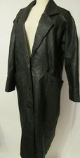 Marco Marani Long Black Leather Coat L