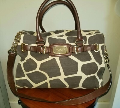 **Michael Kors Giraffe Print Brown Ivory EW Large Tote Satchel EUC!