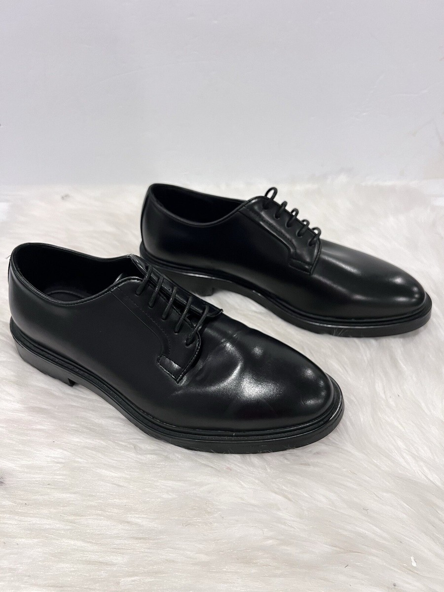 Zara Men's Black Leather Lace Up Derby Dress Shoes Size EUR