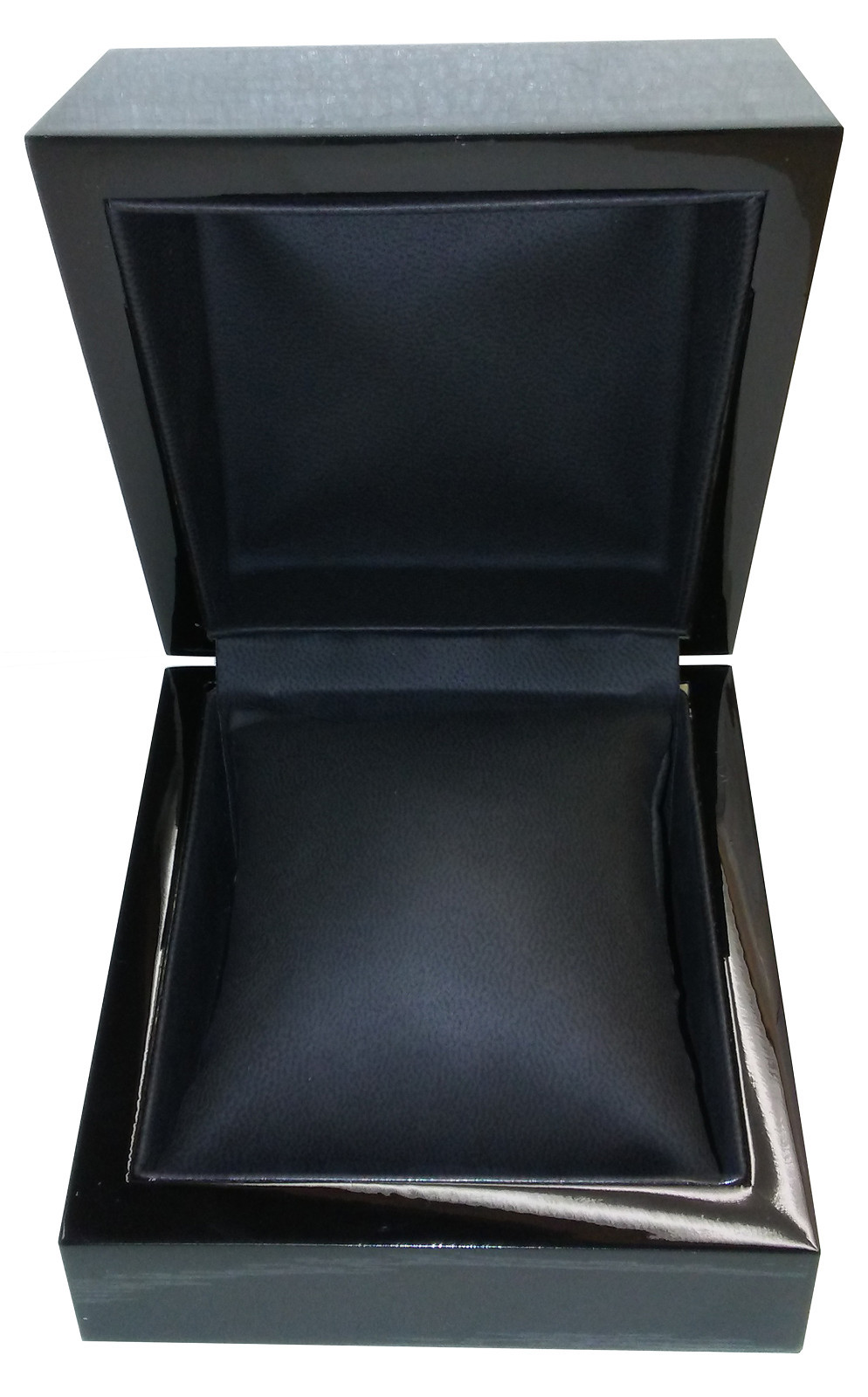 Elegant Black Wood Watch Box with Faux Leather Interior & Pillow-image