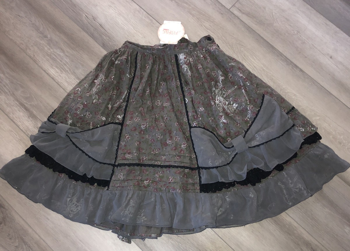 RARE H. NAOTO FRILL Japan Gray Music Print Harajuku Goth RARE H. NAOTO FRILL Japan Gray Music Print Harajuku Goth