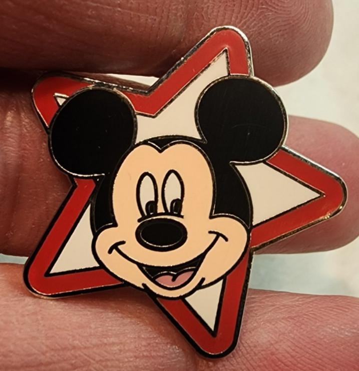 Disney Souvenir Trading Collectors Pin, Red and White Star, Mickey Mouse