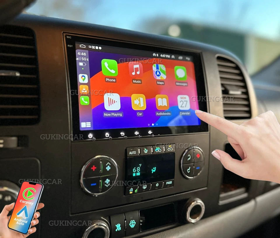 For 2007-2014 GMC Sierra 1500 2500 3500 Android 13 Car Radio Stereo GPS CarPlay - Image 2 of 4