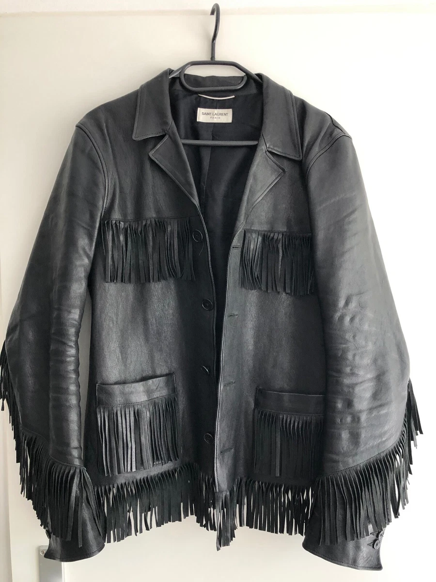 Saint laurent fringe leather clearance jacket