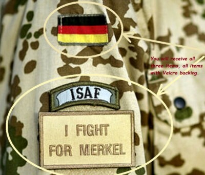 JSOC DEUTSCH GERMAN Bundeswehr KSK 3-PATCH SET: Flag + I FIGHT FOR MERKEL + ISAF