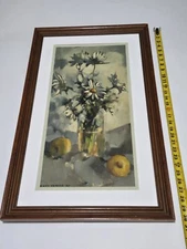 S. ALLYN SCHAEFFER 1965 SIGNED ORIGINAL STILL LIFE PAINTING ON BOARD SUNFLOWERS 