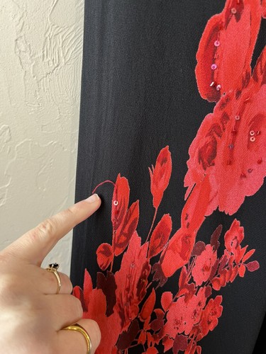 Maxi Midi Rosa Gótica Floral Y2K L Rojo Gótico Grunge Formal Años 90 De Colección - Imagen 4 de 8