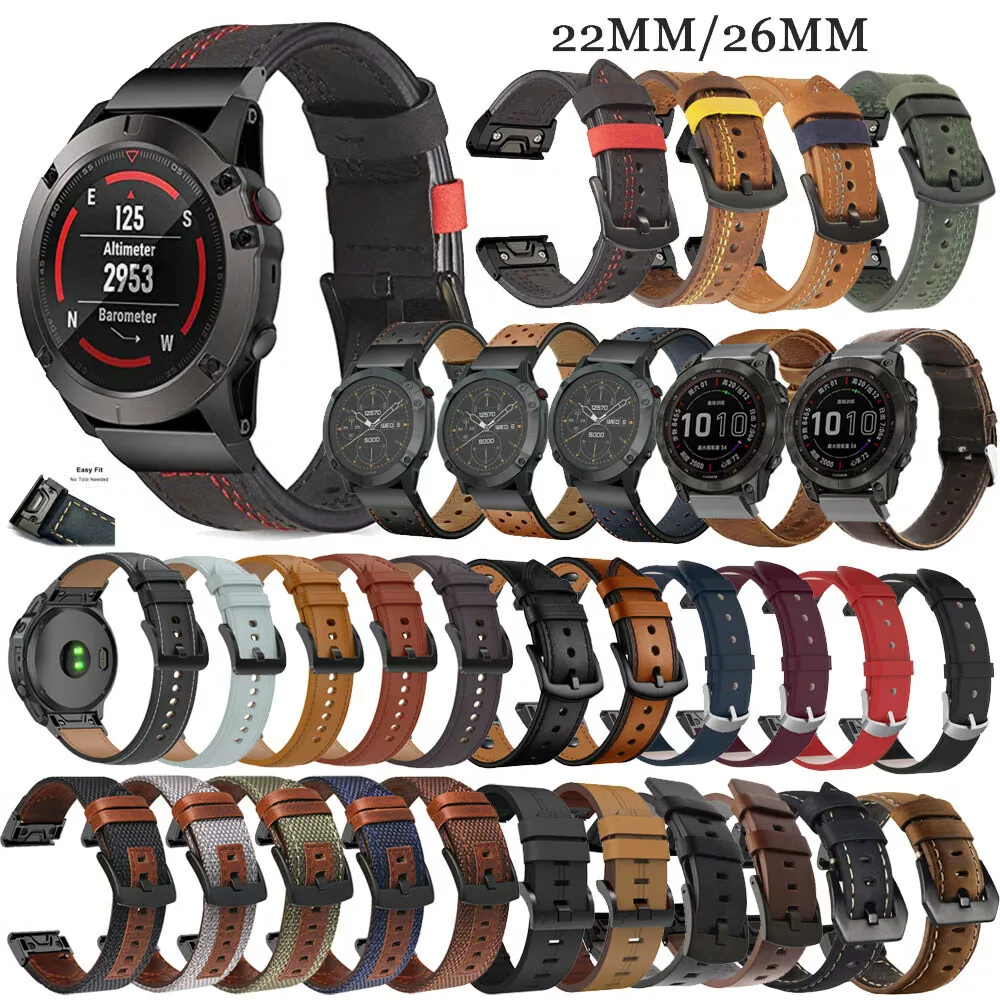 Quick Fit Strap For Garmin Fenix 7S 7 7X 6S 6 6X 5S 5 5X 3HR Leather Watch Band