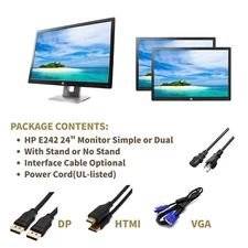 HP ELITE DISPLAY E242 LED HTMI 24” MONITOR 1920x1200 M1P02A HTMI/DP/VGA USB