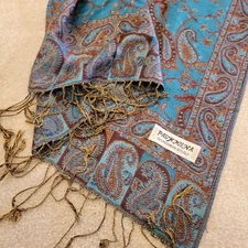 Pashmina Shawl Scarf Wrap Turquoise Teal Brown Burgundy 55% Pashmina 45% Silk 
