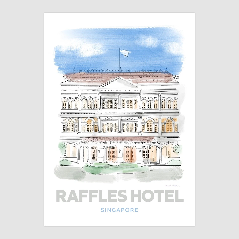 BLACK SHED STUDIO Raffles Hotel Singapore Greetings Card