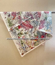 Sallys 16 Momme Twill Silk Sea Animals Print Double Face Neck Collar Scarf 65cm