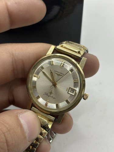 Orologio Uomo Vintage Longines Flagship 35mm Data Quadrante Svizzero Manuale 10k Gold Filled - Foto 7 di 8
