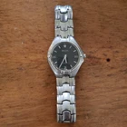 VTG Rolex Quartz Wristwatch Stainless Steel Black Dial Analog Roman Stick READ