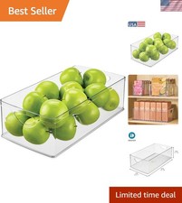 Extra Long Clear Plastic Storage Bin Stackable Organizer for Kitchen Pantry