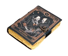 Leather Journal-Deckle Edge Paper | Witchcraft Wiccan Grimoire | Spiral Gothic