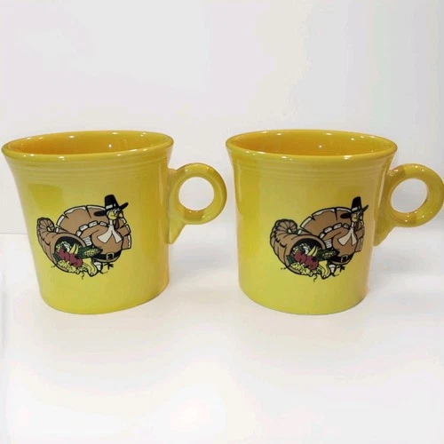Fiesta Homer Laughlin Fiestaware Thanksgiving Turkey Mugs (2)