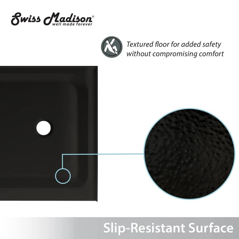 Base de ducha rectangular Swiss Madison SM-SB521 Voltaire 36" x 60" - negra Foto 4 de 4