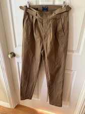 Todd Snyder Brown Pleated Chinos With Belted Waist Sz 30/30. Box46