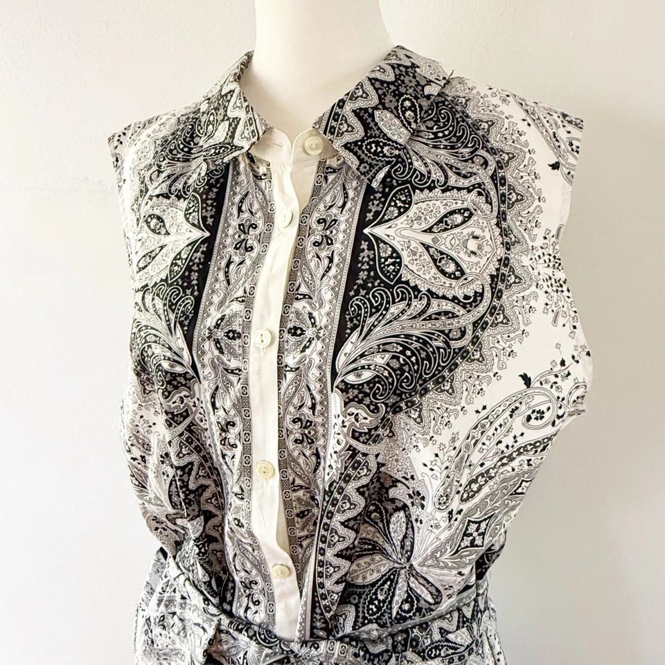 Talbots Women Bandana Cotton Poplin Belted Shirt Dress Size 18WP Preppy Office - Image 2 of 4