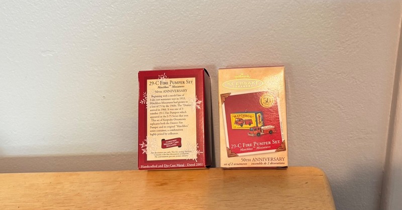 Hallmark Keepsake Matchbox 29-C Fire Pumper Set Ornament (2001) Die-Cast