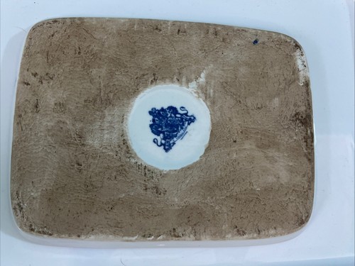 Victoria Ware English Ironstone Blue and White / Flow Blue Covered Cheese Dish - Picture 6 of 14
