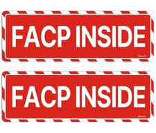 2 PCS 9x3 Inch FACP Inside Sign Fire Alarm Control Panel Thick Acrylic Decal