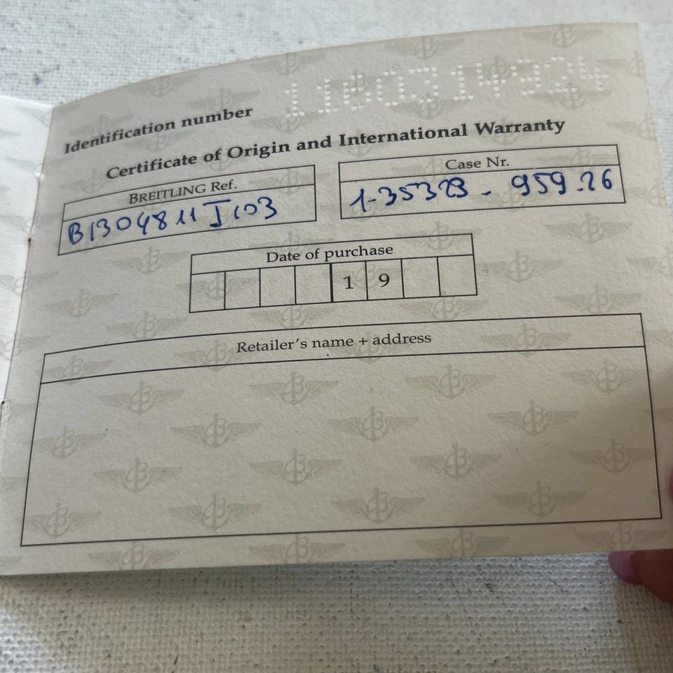 Orologio Breitling Libretto Garanzia Internazionale Vintage - Immagine 4 di 4