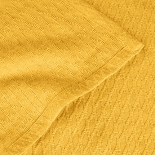 California King Yellow Cotton Woven Geometric Blanket - Picture 10 of 10