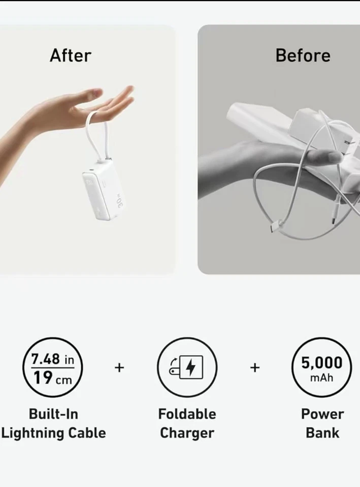 Power Bank 5000mAh 30W Charging Portable External Battery Backup For Cell Phone - Image 2 of 4