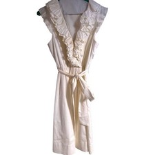 Max and Cleo Ruffle Neck Cocktail Dress Cream Size 4