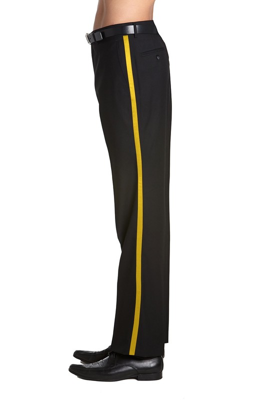 CONCITOR Men's TUXEDO Pants Flat Front w/ GOLD Satin Band Stripe Black Color 36