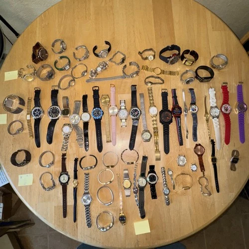 Vintage, new Watches Lot: Timex Wittnauer Paolo Guess Waltham Fossil 7+ Lbs 69x