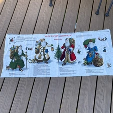 “Olde Father Christmas” VTG Fabric Panel Applique VIP Joan Messmore 18x44" Santa