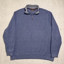 Tasso Elba Quarter Zip Pullover Sweater Men  s XL Navy Blue 100 Cotton Preppy