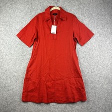 Quince European Linen Popover Mini Dress Womens Size Small Chile Pockets NEW
