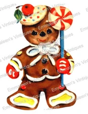 Vintage Image Retro Gingerbread Man Cookie Christmas Waterslide Decal CHR225