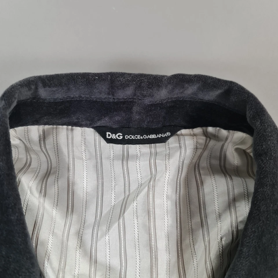 Dolce & Gabbana Mens Blazer Grey 44L Velvet Jacket Dinner Party Single Breasted — 第 3/4 张图片