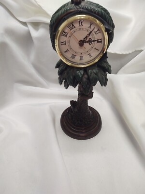 Jungle Palm Tree Monkey Mantle Office Desk Tropical Decor Quartz Clock 