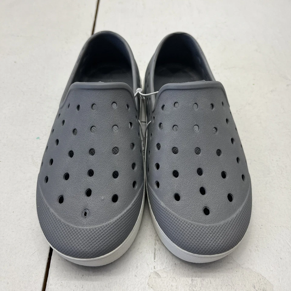 Zapatos sin cordones perforados gris marino antiguos calzado informal de verano para niños talla 11 Foto 2 de 4