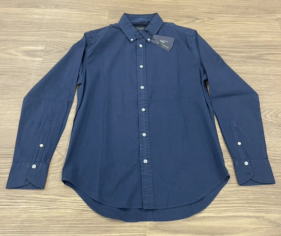 NWT $195 Rag & Bone Fit 2 Tomlin Poplin Button Down Shirt In Navy Size: XXL - Image 2 of 3