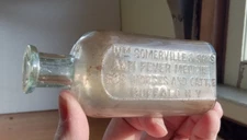 SOMERVILLE & SONS ANTI FEVER MEDICINE FOR HORSES & CATTLE BUFFALO,NY 1890 BOTTLE