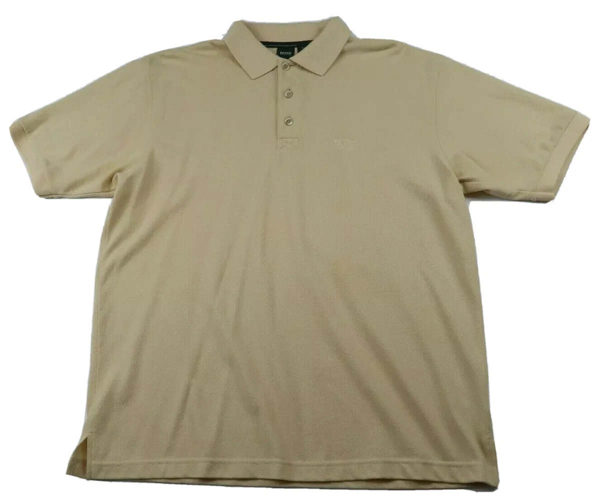 Hugo Boss Golf Mens Cotton Short Sleeve Solid Beige Polo Shirt No