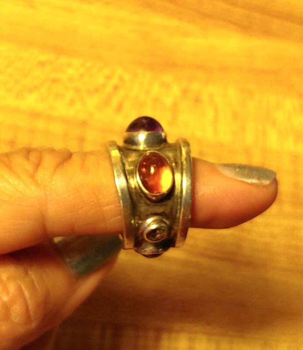 Unique Sterling Silver Ring set with Amethyst, Am… - image 12