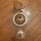 Jeanette Carnival Glass Iris Herringbone Marigold Three Piece Set, Vintage
