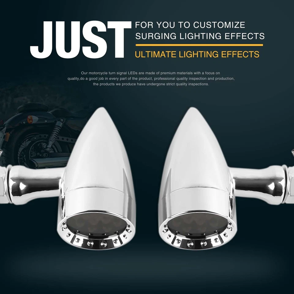 For YAMAHA Vstar 650 Motorcycle Bullet LED Running Turn Signal Lights Chrome M10 - Image 3 of 4