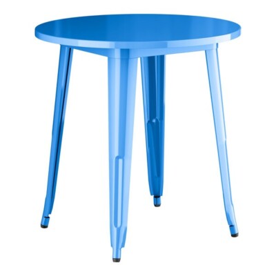 30'' Round All Weather Blue Metal Restaurant Patio Dinning Table For Outdoor