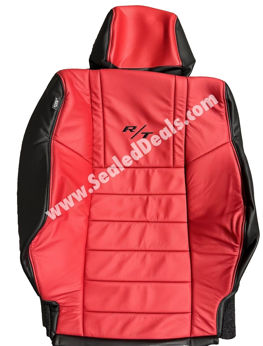 Black & Red Leather Seat Covers for 2011-2014 Dodge Challenger SE