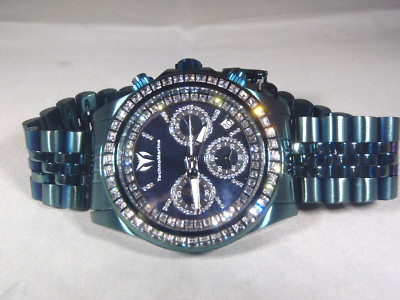 TECHNOMARINE MANTA RAY TM-221037 GREEN BLACK MOP CRYSTAL BLING WATCH RARE NWOT