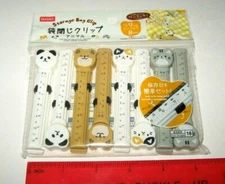 Sealed Daiso 8 pc STORAGE BAG CLIPS Animals Set Panda Shiba-Inu Dog Cat